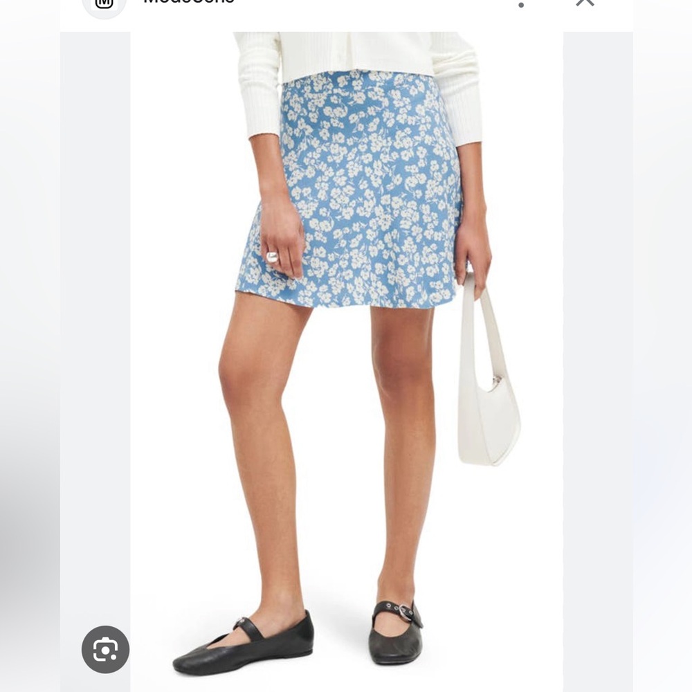 Reformation Sky Blue Floral Skater Skirt